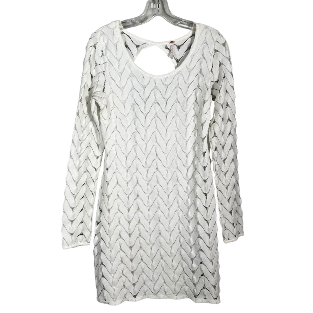 Free People Wild Thing White Crochet Lace Long Sleeve Dress Bridal Party Small S